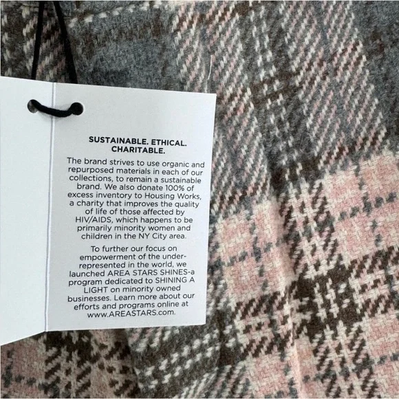 Area Stars Plaid Flare Leg Pants With Belt Loops in Gray/Pink Size L - Picture 7 of 7